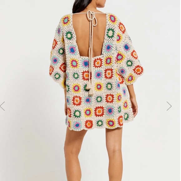 Crochet square neck mini dress - Picture 2 of 3